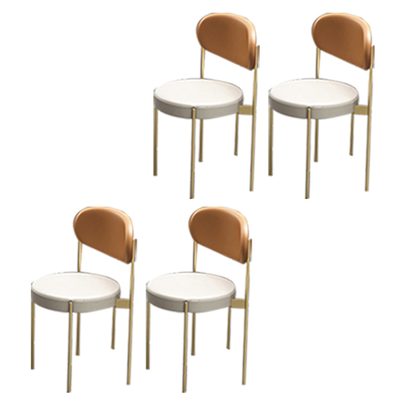 Glam Upholstered Dining Chairs Faux Leather Kitchen Chair with Metal Legs Orange 4 Piece Set Clearhalo 'Dining Chairs' 'Dining Tables & Seating' 'dining_chair' 'furn' 'furn_dining_chair' 'Furniture' 'Kitchen & Dining Furniture' 6418804