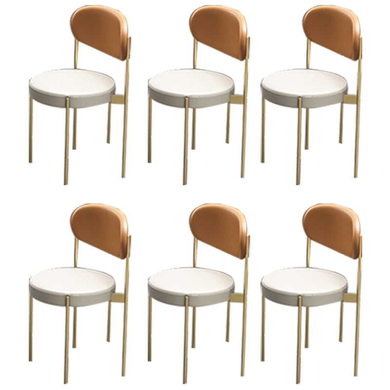 Glam Upholstered Dining Chairs Faux Leather Kitchen Chair with Metal Legs Orange 6 Piece Set Clearhalo 'Dining Chairs' 'Dining Tables & Seating' 'dining_chair' 'furn' 'furn_dining_chair' 'Furniture' 'Kitchen & Dining Furniture' 6418805