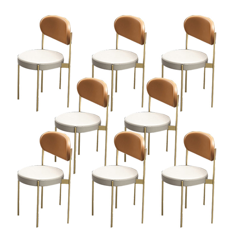 Glam Upholstered Dining Chairs Faux Leather Kitchen Chair with Metal Legs Orange 8 Piece Set Clearhalo 'Dining Chairs' 'Dining Tables & Seating' 'dining_chair' 'furn' 'furn_dining_chair' 'Furniture' 'Kitchen & Dining Furniture' 6418806
