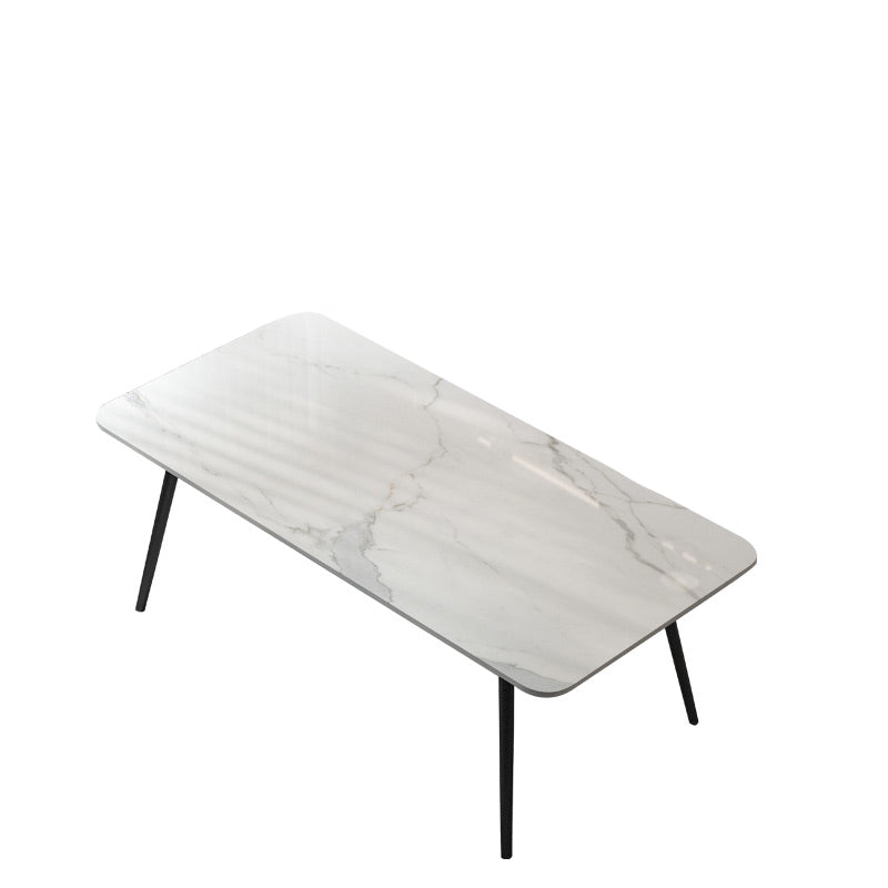 Industrial Iron Legs Dining Table Rectangle Stone Dining Table for Kitchen Clearhalo 'Dining Tables & Seating' 'Dining Tables' 'dining_table' 'furn' 'furn_dining_table' 'Furniture' 'Kitchen & Dining Furniture' 6418907