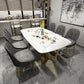 Traditional Luxury Dining Table for Home Glossy White Table with Gold Metal Frame 70.9"L x 31.5"W x 29.5"H Without Chairs Clearhalo 'Dining Tables & Seating' 'Dining Tables' 'dining_table' 'furn' 'furn_dining_table' 'Furniture' 'Kitchen & Dining Furniture' 6418915