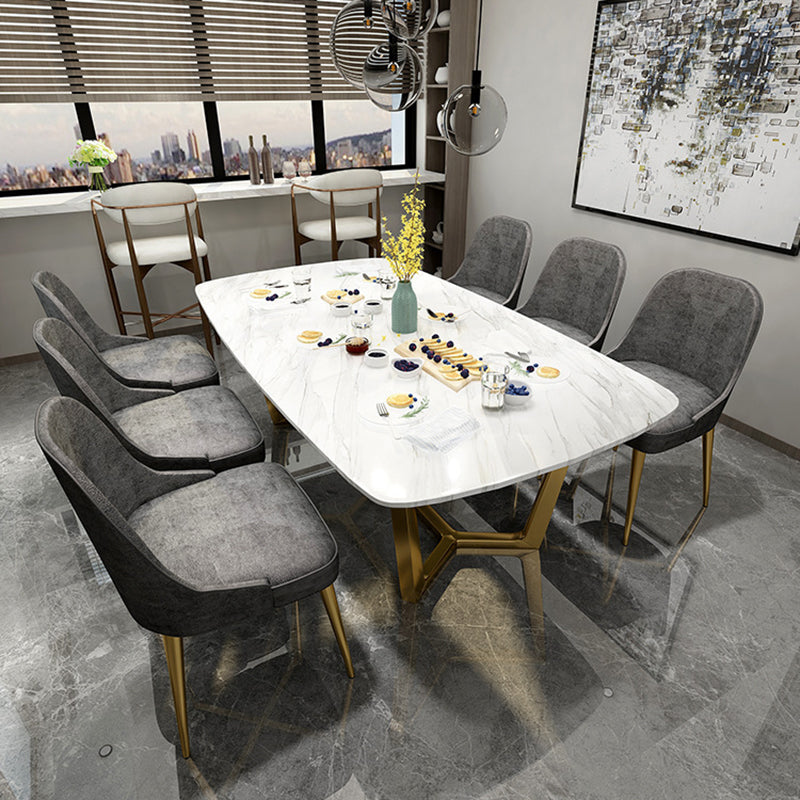 Traditional Luxury Dining Table for Home Glossy White Table with Gold Metal Frame 70.9"L x 31.5"W x 29.5"H Without Chairs Clearhalo 'Dining Tables & Seating' 'Dining Tables' 'dining_table' 'furn' 'furn_dining_table' 'Furniture' 'Kitchen & Dining Furniture' 6418915