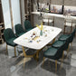 Traditional Luxury Dining Table for Home Glossy White Table with Gold Metal Frame 63"L x 31.5"W x 29.5"H Without Chairs Clearhalo 'Dining Tables & Seating' 'Dining Tables' 'dining_table' 'furn' 'furn_dining_table' 'Furniture' 'Kitchen & Dining Furniture' 6418917