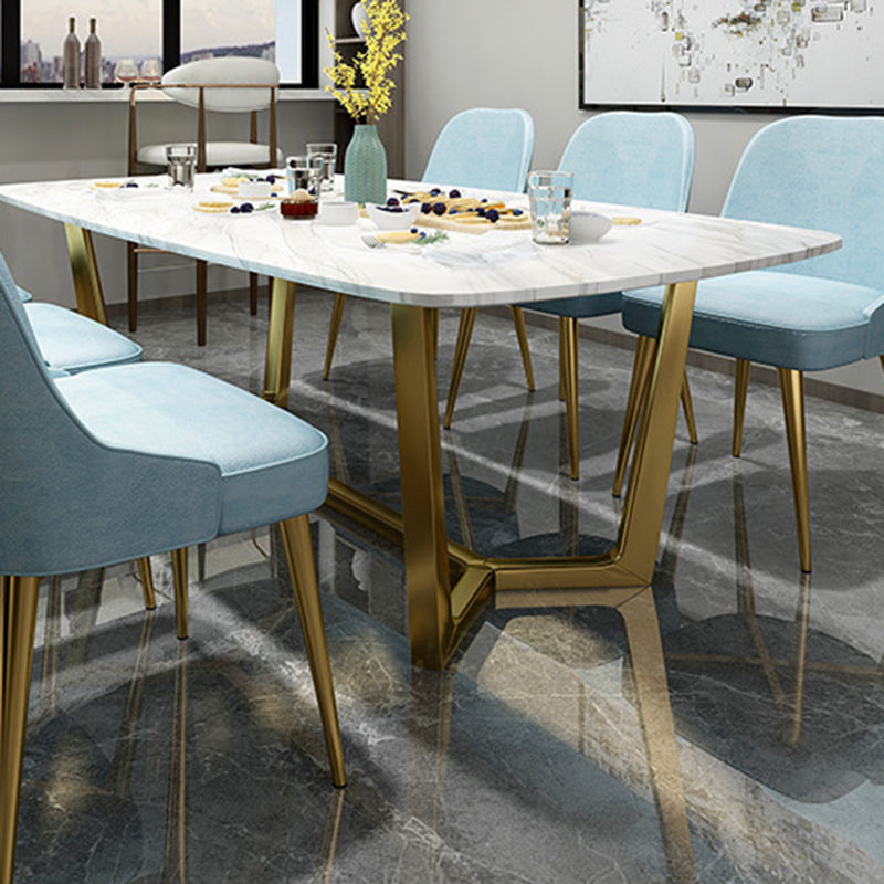 Traditional Luxury Dining Table for Home Glossy White Table with Gold Metal Frame Clearhalo 'Dining Tables & Seating' 'Dining Tables' 'dining_table' 'furn' 'furn_dining_table' 'Furniture' 'Kitchen & Dining Furniture' 6418918