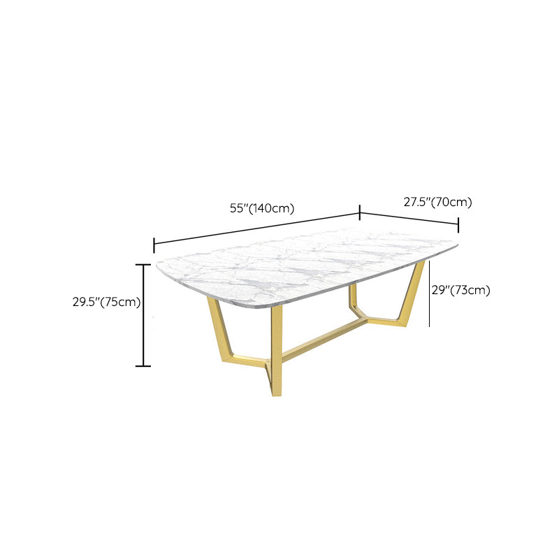 Traditional Luxury Dining Table for Home Glossy White Table with Gold Metal Frame Clearhalo 'Dining Tables & Seating' 'Dining Tables' 'dining_table' 'furn' 'furn_dining_table' 'Furniture' 'Kitchen & Dining Furniture' 6418925