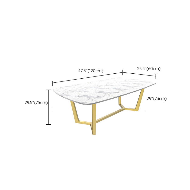 Traditional Luxury Dining Table for Home Glossy White Table with Gold Metal Frame Clearhalo 'Dining Tables & Seating' 'Dining Tables' 'dining_table' 'furn' 'furn_dining_table' 'Furniture' 'Kitchen & Dining Furniture' 6418927