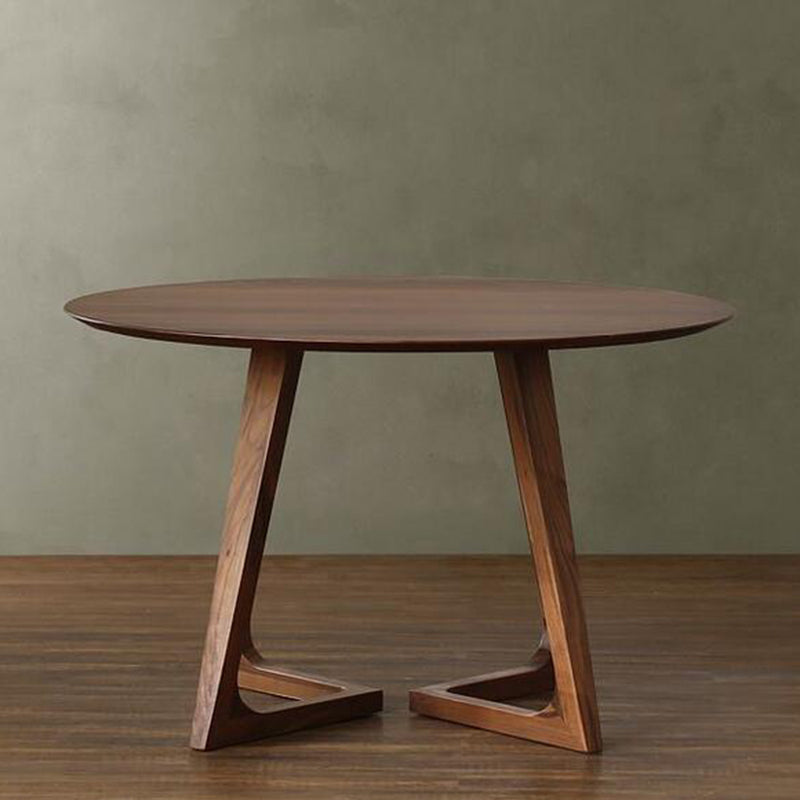 Round Brown Base Dining Table Modern Wood Table for Dining Room 31.5"L x 31.5"W x 29.5"H Without Chairs Clearhalo 'Dining Tables & Seating' 'Dining Tables' 'dining_table' 'furn' 'furn_dining_table' 'Furniture' 'Kitchen & Dining Furniture' 6418931