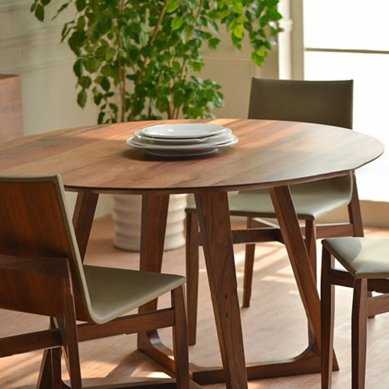Round Brown Base Dining Table Modern Wood Table for Dining Room Clearhalo 'Dining Tables & Seating' 'Dining Tables' 'dining_table' 'furn' 'furn_dining_table' 'Furniture' 'Kitchen & Dining Furniture' 6418937