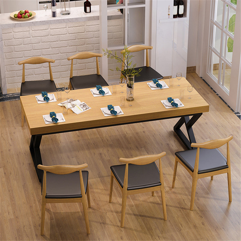 Pine Solid Wood Dining Table Industrial Rectangle Table with Double Pedestal 63"L x 27.6"W x 29.5"H Without Chairs Clearhalo 'Dining Tables & Seating' 'Dining Tables' 'dining_table' 'furn' 'furn_dining_table' 'Furniture' 'Kitchen & Dining Furniture' 6418946