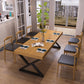 Pine Solid Wood Dining Table Industrial Rectangle Table with Double Pedestal 78.7"L x 31.5"W x 29.5"H Without Chairs Clearhalo 'Dining Tables & Seating' 'Dining Tables' 'dining_table' 'furn' 'furn_dining_table' 'Furniture' 'Kitchen & Dining Furniture' 6418947