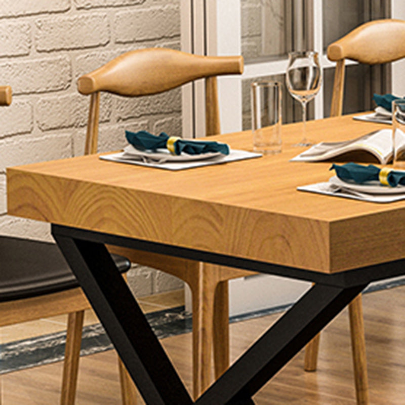 Pine Solid Wood Dining Table Industrial Rectangle Table with Double Pedestal Clearhalo 'Dining Tables & Seating' 'Dining Tables' 'dining_table' 'furn' 'furn_dining_table' 'Furniture' 'Kitchen & Dining Furniture' 6418949