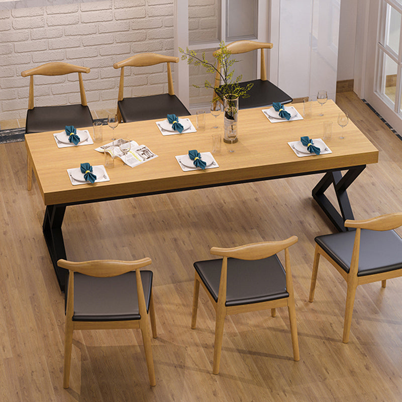 Pine Solid Wood Dining Table Industrial Rectangle Table with Double Pedestal Clearhalo 'Dining Tables & Seating' 'Dining Tables' 'dining_table' 'furn' 'furn_dining_table' 'Furniture' 'Kitchen & Dining Furniture' 6418953