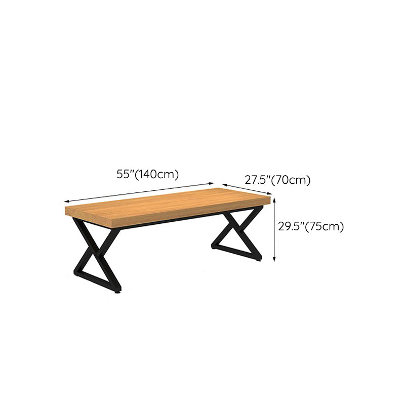 Pine Solid Wood Dining Table Industrial Rectangle Table with Double Pedestal Clearhalo 'Dining Tables & Seating' 'Dining Tables' 'dining_table' 'furn' 'furn_dining_table' 'Furniture' 'Kitchen & Dining Furniture' 6418960