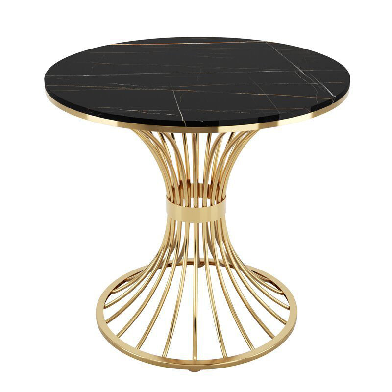 Polished Finish Stone Top Table Modern Style Round Dining Table Black Without Chairs Clearhalo 'Dining Tables & Seating' 'Dining Tables' 'dining_table' 'furn' 'furn_dining_table' 'Furniture' 'Kitchen & Dining Furniture' 6418970