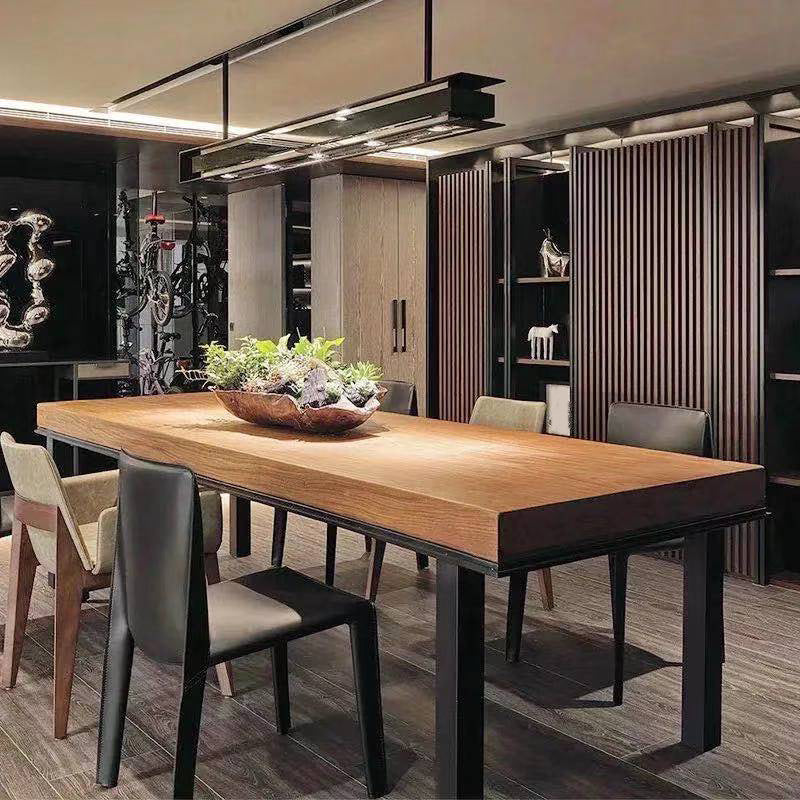 Rectangle 4 Legs Dining Table Industrial Pine Wood Table for Dining Room 70.9"L x 31.5"W x 29.5"H Without Chairs Clearhalo 'Dining Tables & Seating' 'Dining Tables' 'dining_table' 'furn' 'furn_dining_table' 'Furniture' 'Kitchen & Dining Furniture' 6418974
