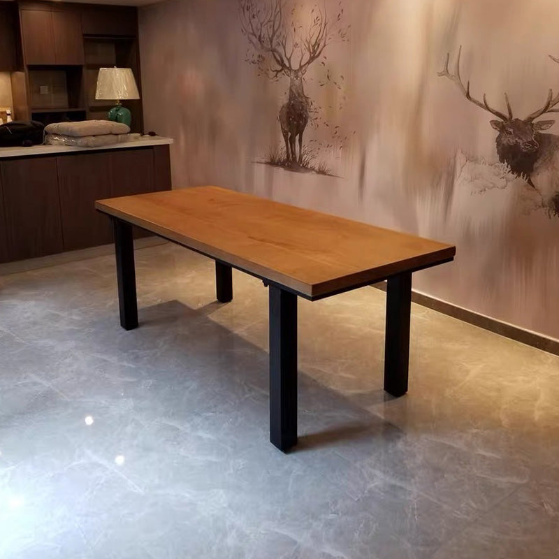 Rectangle 4 Legs Dining Table Industrial Pine Wood Table for Dining Room Clearhalo 'Dining Tables & Seating' 'Dining Tables' 'dining_table' 'furn' 'furn_dining_table' 'Furniture' 'Kitchen & Dining Furniture' 6418981