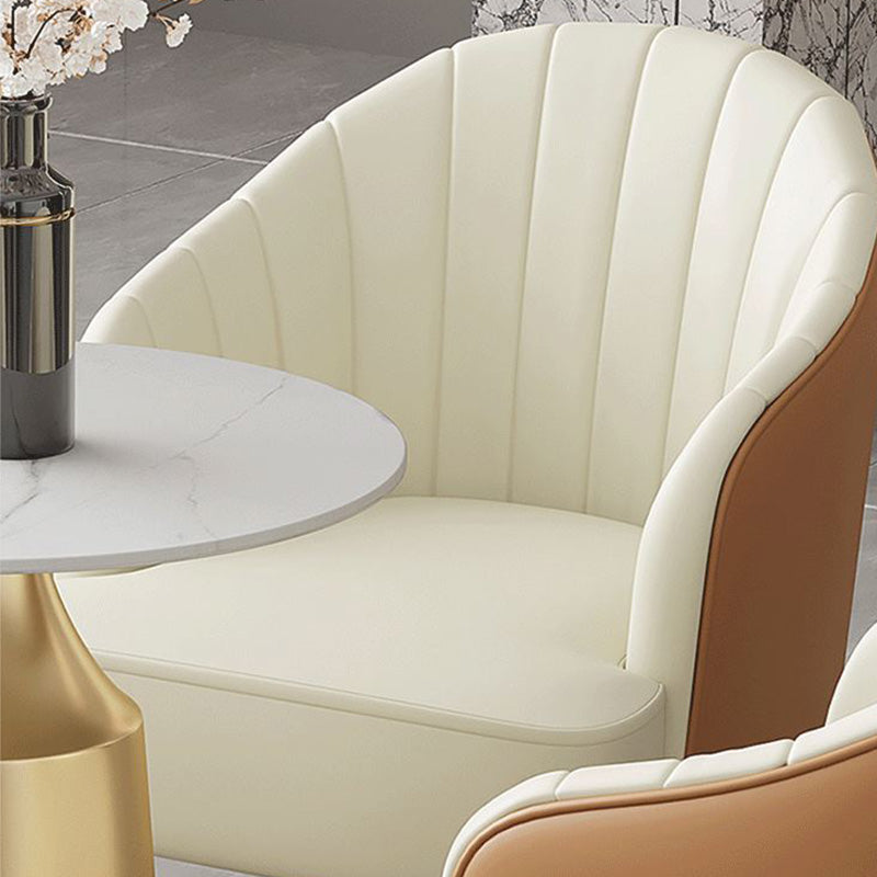 Modern Round Dining Table Glossy White Stone Top Table for Home Clearhalo 'Dining Tables & Seating' 'Dining Tables' 'dining_table' 'furn' 'furn_dining_table' 'Furniture' 'Kitchen & Dining Furniture' 6418995