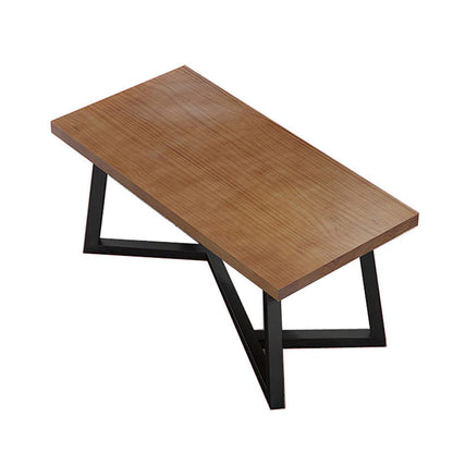 Industrial Brown Wood Top Table Indoor Rectangle Table with Metal Base 47.2"L x 23.6"W x 29.5"H Without Chairs Clearhalo 'Dining Tables & Seating' 'Dining Tables' 'dining_table' 'furn' 'furn_dining_table' 'Furniture' 'Kitchen & Dining Furniture' 6419007