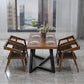 Industrial Brown Wood Top Table Indoor Rectangle Table with Metal Base Clearhalo 'Dining Tables & Seating' 'Dining Tables' 'dining_table' 'furn' 'furn_dining_table' 'Furniture' 'Kitchen & Dining Furniture' 6419014