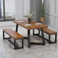 Industrial Brown Wood Top Table Indoor Rectangle Table with Metal Base Clearhalo 'Dining Tables & Seating' 'Dining Tables' 'dining_table' 'furn' 'furn_dining_table' 'Furniture' 'Kitchen & Dining Furniture' 6419015