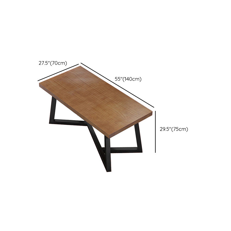 Industrial Brown Wood Top Table Indoor Rectangle Table with Metal Base Clearhalo 'Dining Tables & Seating' 'Dining Tables' 'dining_table' 'furn' 'furn_dining_table' 'Furniture' 'Kitchen & Dining Furniture' 6419019