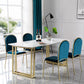 Rectangle Double Pedestal Dining Table Glam Faux Marble Table for Dining Room 63"L x 27.6"W x 29.5"H Without Chairs Clearhalo 'Dining Tables & Seating' 'Dining Tables' 'dining_table' 'furn' 'furn_dining_table' 'Furniture' 'Kitchen & Dining Furniture' 6419021