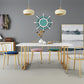 Rectangle Double Pedestal Dining Table Glam Faux Marble Table for Dining Room 70.9"L x 27.6"W x 29.5"H Without Chairs Clearhalo 'Dining Tables & Seating' 'Dining Tables' 'dining_table' 'furn' 'furn_dining_table' 'Furniture' 'Kitchen & Dining Furniture' 6419025