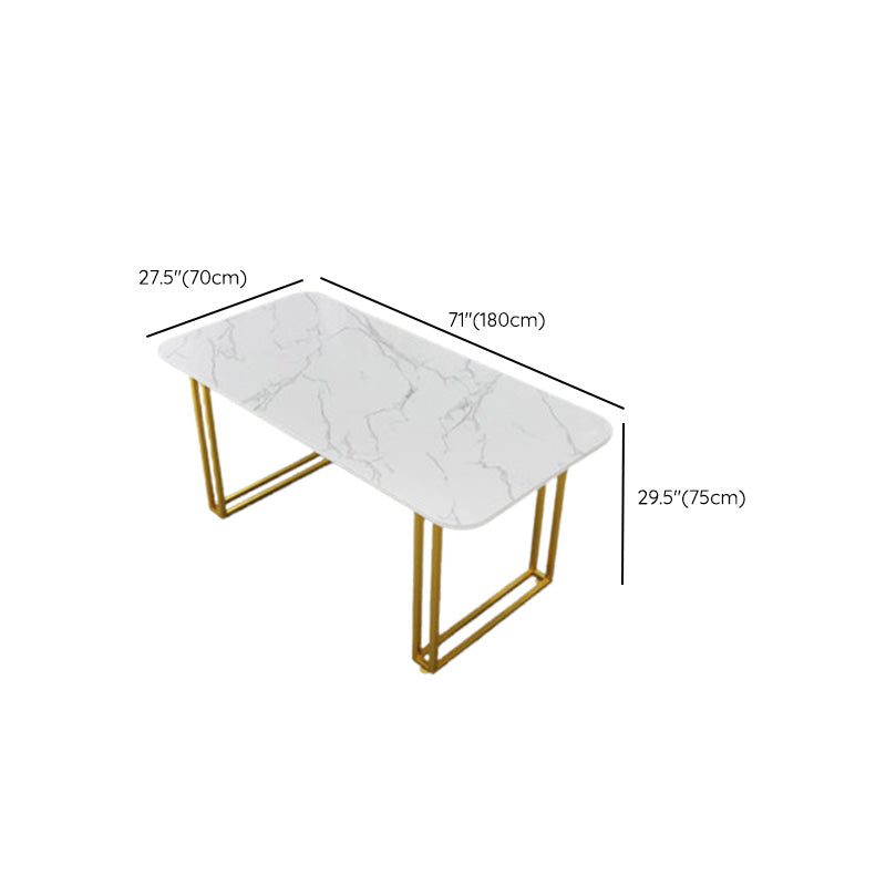Rectangle Double Pedestal Dining Table Glam Faux Marble Table for Dining Room Clearhalo 'Dining Tables & Seating' 'Dining Tables' 'dining_table' 'furn' 'furn_dining_table' 'Furniture' 'Kitchen & Dining Furniture' 6419033