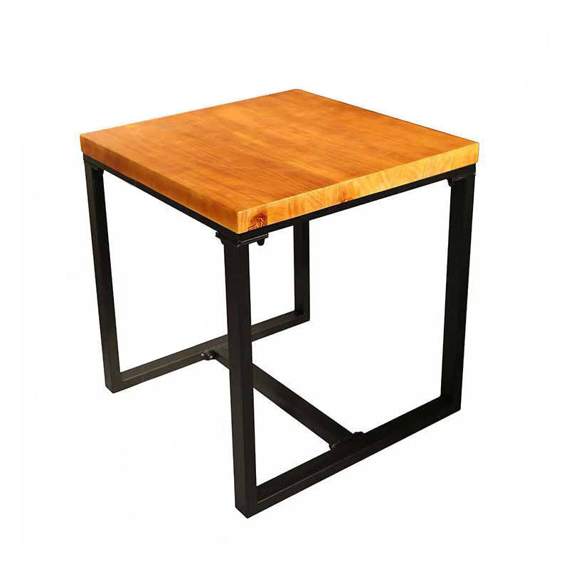 Industrial Indoor Dining Table Brown Wood Top Table with Metal Frame 23.6"L x 23.6"W x 29.5"H Without Chairs Clearhalo 'Dining Tables & Seating' 'Dining Tables' 'dining_table' 'furn' 'furn_dining_table' 'Furniture' 'Kitchen & Dining Furniture' 6419039