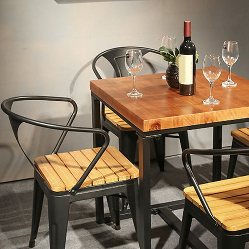 Industrial Indoor Dining Table Brown Wood Top Table with Metal Frame Clearhalo 'Dining Tables & Seating' 'Dining Tables' 'dining_table' 'furn' 'furn_dining_table' 'Furniture' 'Kitchen & Dining Furniture' 6419046