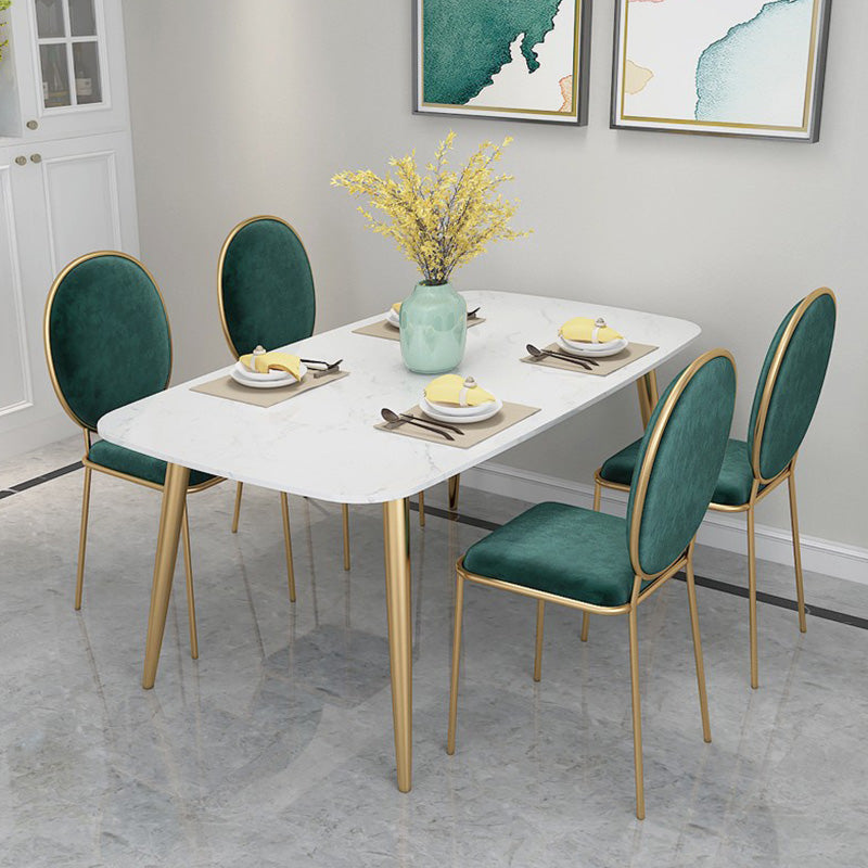 Rectangle Golden Base Dining Table Glam Faux Marble Table for Dining Room 70.9"L x 31.5"W x 29.5"H Without Chairs Clearhalo 'Dining Tables & Seating' 'Dining Tables' 'dining_table' 'furn' 'furn_dining_table' 'Furniture' 'Kitchen & Dining Furniture' 6419058