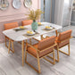 Rectangle Golden Base Dining Table Glam Faux Marble Table for Dining Room 78.7"L x 31.5"W x 29.5"H Without Chairs Clearhalo 'Dining Tables & Seating' 'Dining Tables' 'dining_table' 'furn' 'furn_dining_table' 'Furniture' 'Kitchen & Dining Furniture' 6419059
