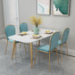Rectangle Golden Base Dining Table Glam Faux Marble Table for Dining Room 55.1"L x 27.6"W x 29.5"H Without Chairs Clearhalo 'Dining Tables & Seating' 'Dining Tables' 'dining_table' 'furn' 'furn_dining_table' 'Furniture' 'Kitchen & Dining Furniture' 6419060