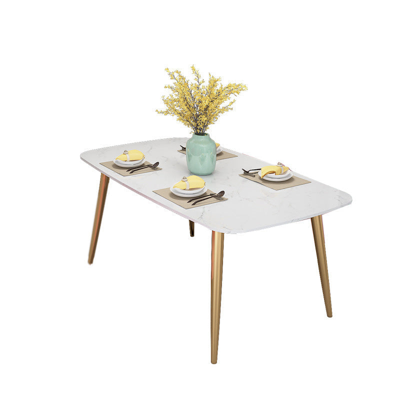 Rectangle Golden Base Dining Table Glam Faux Marble Table for Dining Room Clearhalo 'Dining Tables & Seating' 'Dining Tables' 'dining_table' 'furn' 'furn_dining_table' 'Furniture' 'Kitchen & Dining Furniture' 6419061