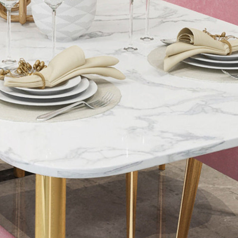 Rectangle Golden Base Dining Table Glam Faux Marble Table for Dining Room Clearhalo 'Dining Tables & Seating' 'Dining Tables' 'dining_table' 'furn' 'furn_dining_table' 'Furniture' 'Kitchen & Dining Furniture' 6419062