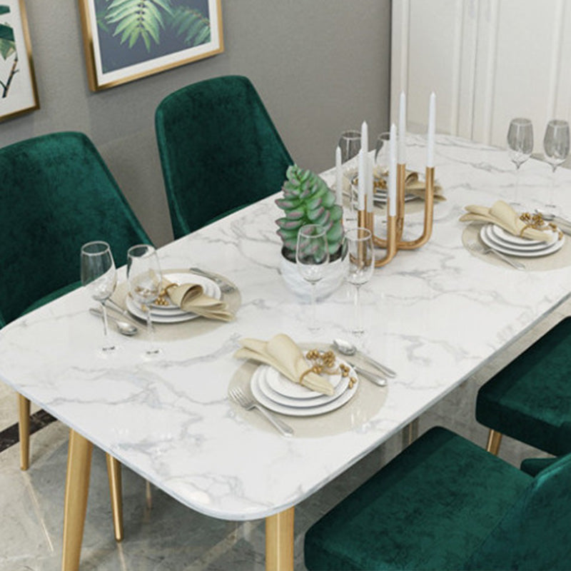 Rectangle Golden Base Dining Table Glam Faux Marble Table for Dining Room Clearhalo 'Dining Tables & Seating' 'Dining Tables' 'dining_table' 'furn' 'furn_dining_table' 'Furniture' 'Kitchen & Dining Furniture' 6419064