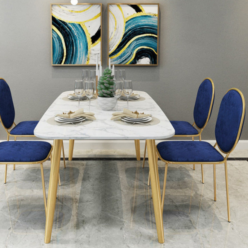 Rectangle Golden Base Dining Table Glam Faux Marble Table for Dining Room Clearhalo 'Dining Tables & Seating' 'Dining Tables' 'dining_table' 'furn' 'furn_dining_table' 'Furniture' 'Kitchen & Dining Furniture' 6419065