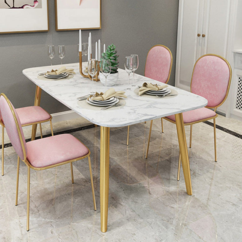 Rectangle Golden Base Dining Table Glam Faux Marble Table for Dining Room Clearhalo 'Dining Tables & Seating' 'Dining Tables' 'dining_table' 'furn' 'furn_dining_table' 'Furniture' 'Kitchen & Dining Furniture' 6419066