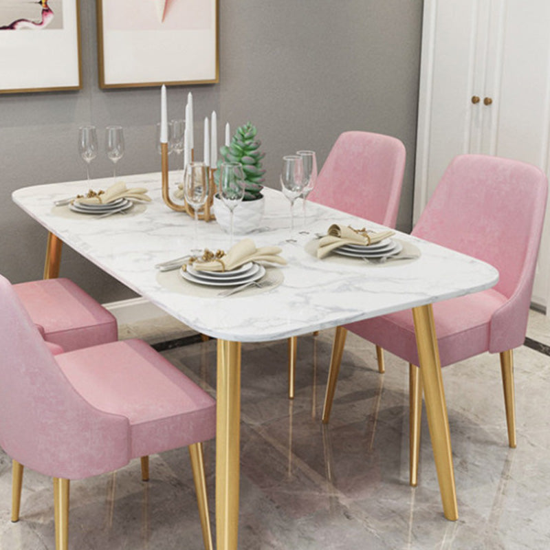 Rectangle Golden Base Dining Table Glam Faux Marble Table for Dining Room Clearhalo 'Dining Tables & Seating' 'Dining Tables' 'dining_table' 'furn' 'furn_dining_table' 'Furniture' 'Kitchen & Dining Furniture' 6419069