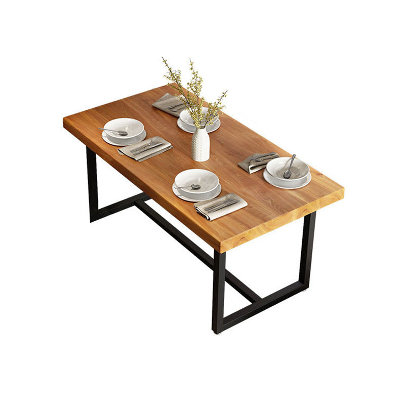 Solid Wood Top Table with Metal Base Industrial Rectangle Dining Table 47.2"L x 23.6"W x 29.5"H Without Chairs Clearhalo 'Dining Tables & Seating' 'Dining Tables' 'dining_table' 'furn' 'furn_dining_table' 'Furniture' 'Kitchen & Dining Furniture' 6419076