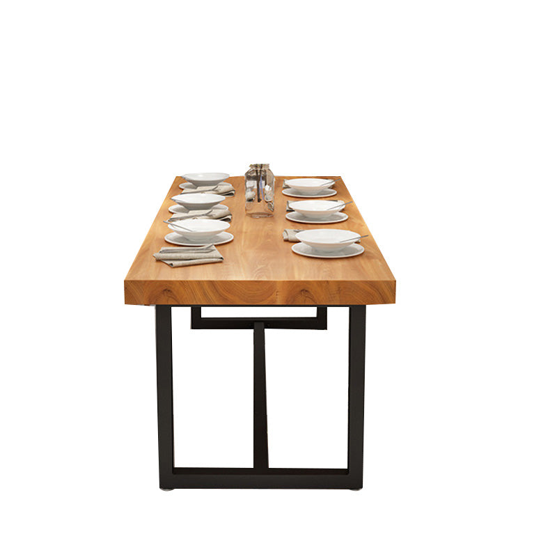 Solid Wood Top Table with Metal Base Industrial Rectangle Dining Table Clearhalo 'Dining Tables & Seating' 'Dining Tables' 'dining_table' 'furn' 'furn_dining_table' 'Furniture' 'Kitchen & Dining Furniture' 6419080