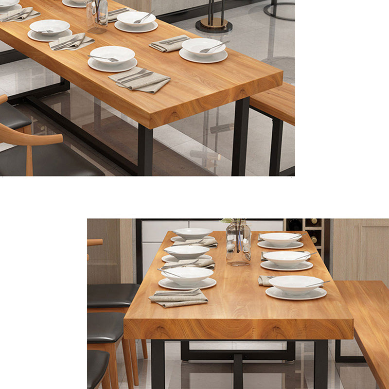 Solid Wood Top Table with Metal Base Industrial Rectangle Dining Table Clearhalo 'Dining Tables & Seating' 'Dining Tables' 'dining_table' 'furn' 'furn_dining_table' 'Furniture' 'Kitchen & Dining Furniture' 6419081