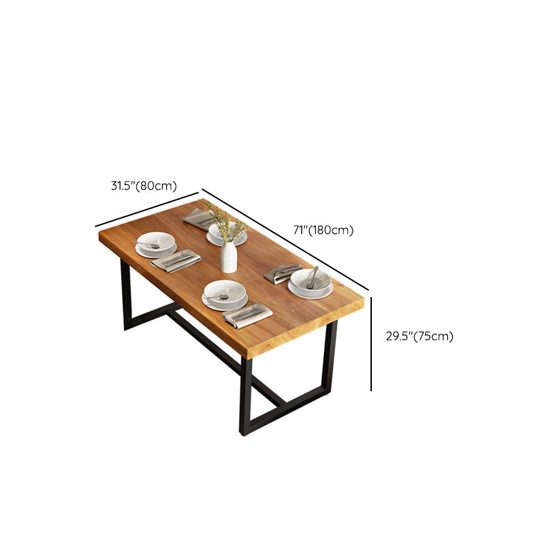 Solid Wood Top Table with Metal Base Industrial Rectangle Dining Table Clearhalo 'Dining Tables & Seating' 'Dining Tables' 'dining_table' 'furn' 'furn_dining_table' 'Furniture' 'Kitchen & Dining Furniture' 6419085