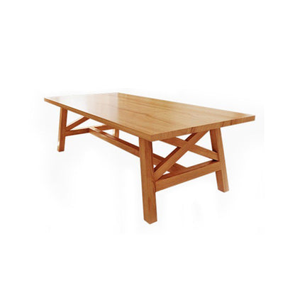 Natural Finish Table with Wooden Base Modern Solid Wood Top Dining Table 55.1"L x 27.6"W x 29.5"H Without Chairs Clearhalo 'Dining Tables & Seating' 'Dining Tables' 'dining_table' 'furn' 'furn_dining_table' 'Furniture' 'Kitchen & Dining Furniture' 6419090