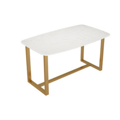 Rectangle Trestle Dining Table Glam Faux Marble Table for Dining Room Without Chairs Clearhalo 'Dining Tables & Seating' 'Dining Tables' 'dining_table' 'furn' 'furn_dining_table' 'Furniture' 'Kitchen & Dining Furniture' 6419108