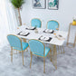 Rectangle Double Pedestal Dining Table Glam Faux Marble Table for Kitchen 55.1"L x 27.6"W x 29.5"H Without Chairs Clearhalo 'Dining Tables & Seating' 'Dining Tables' 'dining_table' 'furn' 'furn_dining_table' 'Furniture' 'Kitchen & Dining Furniture' 6419114
