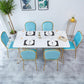 Rectangle Double Pedestal Dining Table Glam Faux Marble Table for Kitchen 70.9"L x 31.5"W x 29.5"H Without Chairs Clearhalo 'Dining Tables & Seating' 'Dining Tables' 'dining_table' 'furn' 'furn_dining_table' 'Furniture' 'Kitchen & Dining Furniture' 6419116