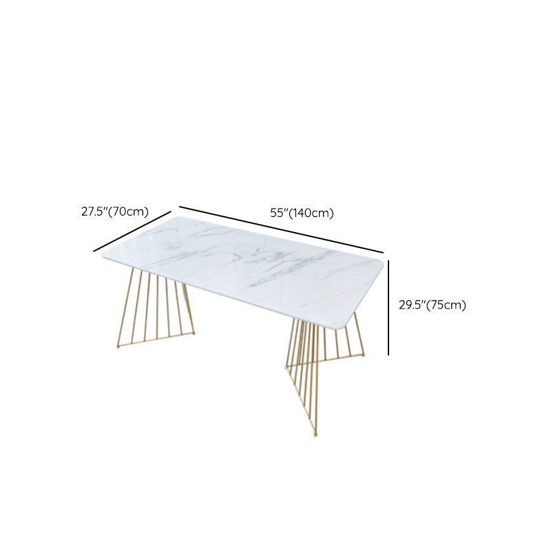 Rectangle Double Pedestal Dining Table Glam Faux Marble Table for Kitchen Clearhalo 'Dining Tables & Seating' 'Dining Tables' 'dining_table' 'furn' 'furn_dining_table' 'Furniture' 'Kitchen & Dining Furniture' 6419126
