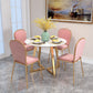 Round Golden Base Dining Table Glam Faux Marble Table for Kitchen 39.4"L x 39.4"W x 29.5"H Without Chairs Clearhalo 'Dining Tables & Seating' 'Dining Tables' 'dining_table' 'furn' 'furn_dining_table' 'Furniture' 'Kitchen & Dining Furniture' 6419131