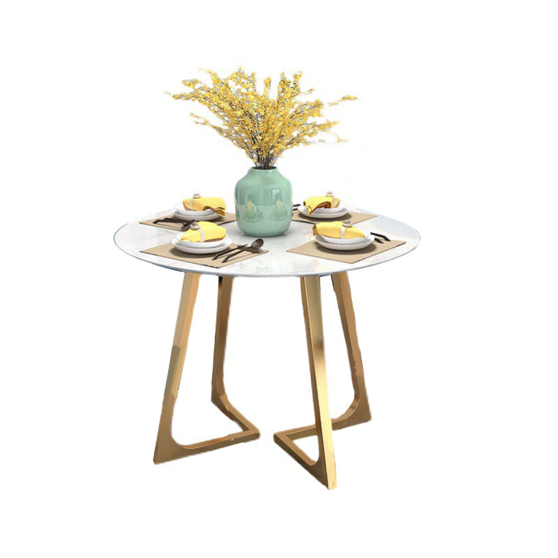 Round Golden Base Dining Table Glam Faux Marble Table for Kitchen Clearhalo 'Dining Tables & Seating' 'Dining Tables' 'dining_table' 'furn' 'furn_dining_table' 'Furniture' 'Kitchen & Dining Furniture' 6419134